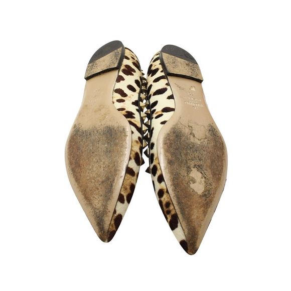 Pre Loved Valentino  Rockstud Ballet Flats in Animal Print Pony Hair - Picture 6 of 6